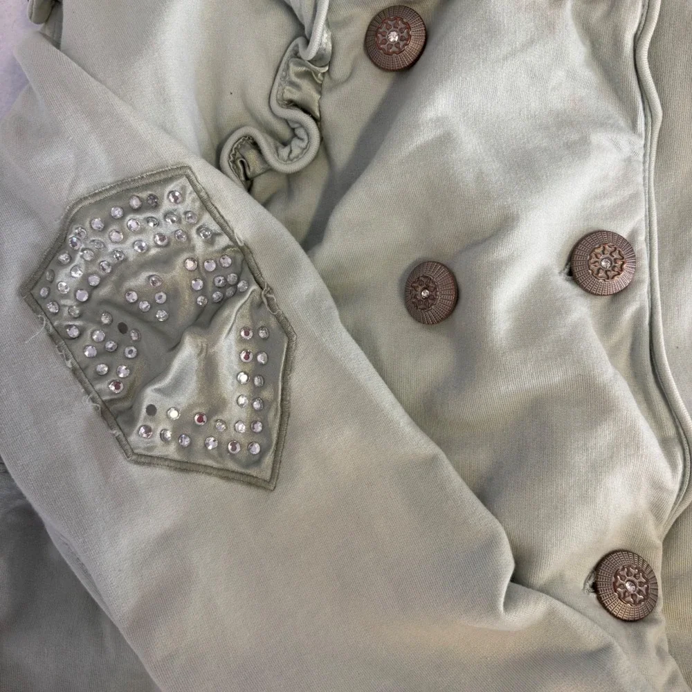 Mur mur Light Green Double Breasted Rhinestone‎ Embellished Jacket Women's M
